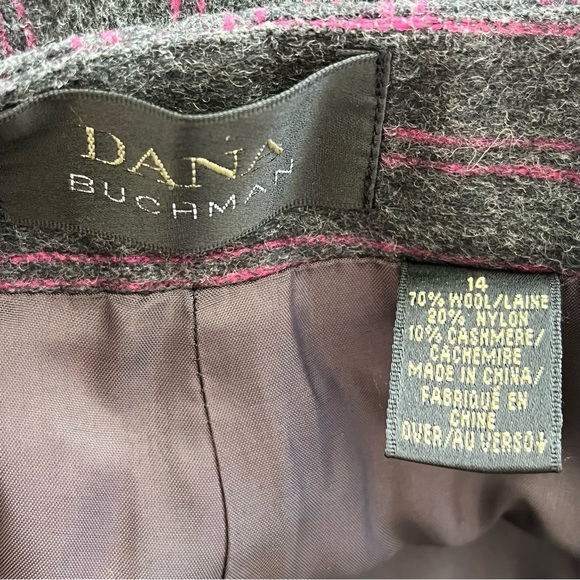 Vintage Dana Buchman Women’s Wool Cashmere Gray Magenta Striped Pant Suit 14 - Picture 6 of 14